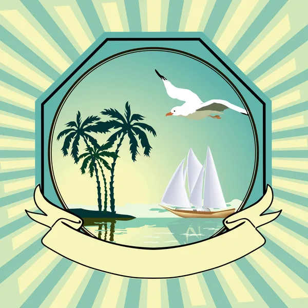 Letní dovolená logo s ostrov — Stockový vektor