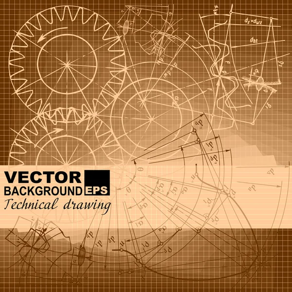 Teknik arka plan, dişli. — Stok Vektör