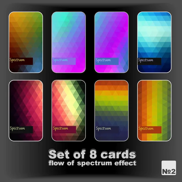 Set van 8 kaarten. stroom van spectrum effecten. — Stockvector