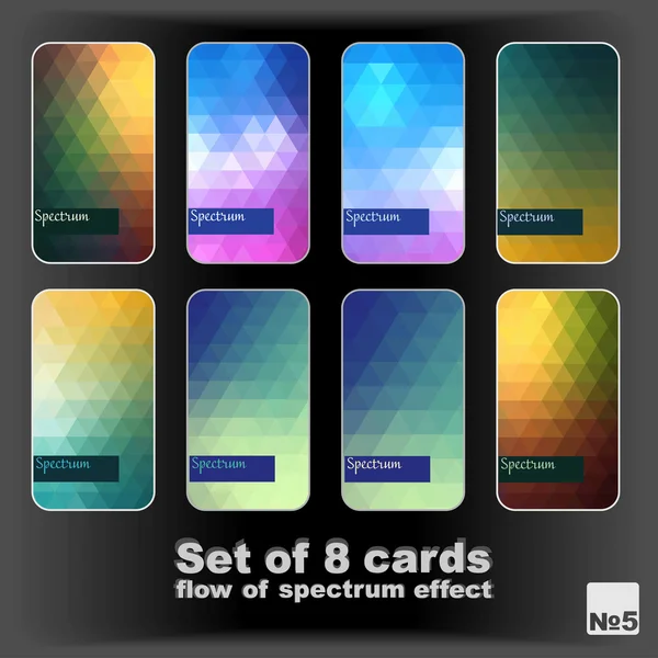 Set van 8 kaarten. stroom van spectrum effecten. — Stockvector