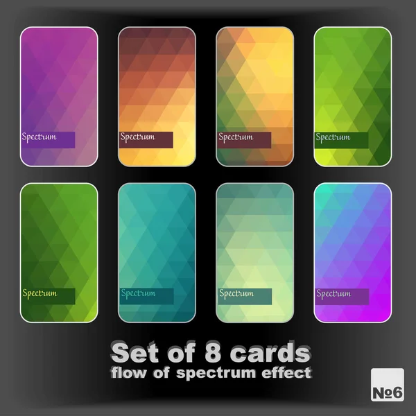 Set van 8 kaarten. stroom van spectrum effecten. — Stockvector