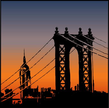 Görünüm, brooklyn Köprüsü ve empire state Binası