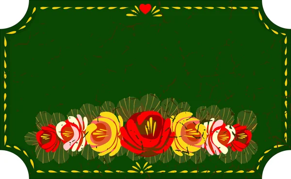 Folk Art. Banner of traditional hand-painting decoration of flowers — Stock Vector