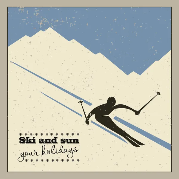 Ski de montagne glisse de la montagne . — Image vectorielle