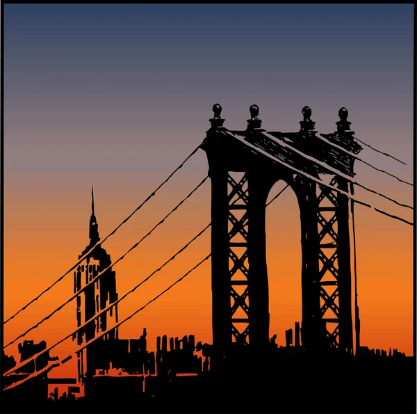 View of the Brooklyn Bridge and the Empire state building Royalty Free Stock Vectors