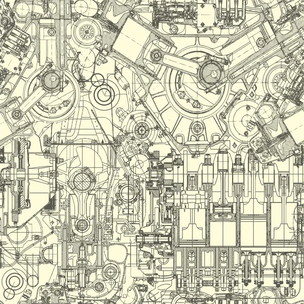 Desenho do motor sem costura padrão — Vetor de Stock