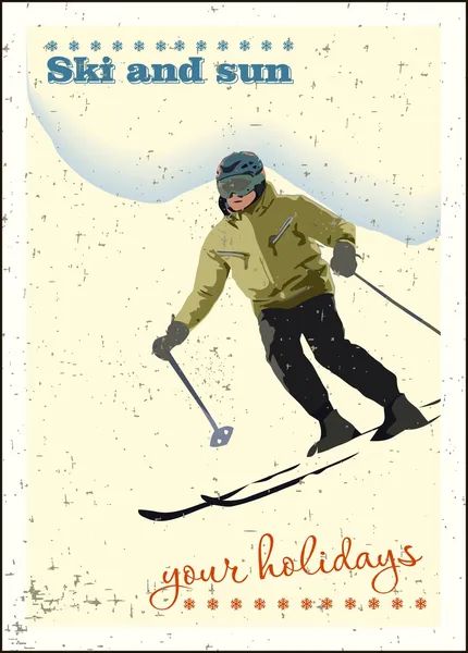 Berg skiër — Stockvector