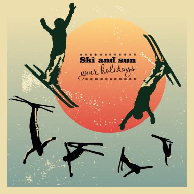 arka plan Kayak, kayakçı güneşte, artı beş silhouettes