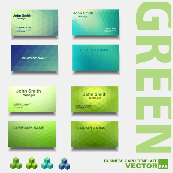 Moderne business kaartenset sjabloon, groen — Stockvector