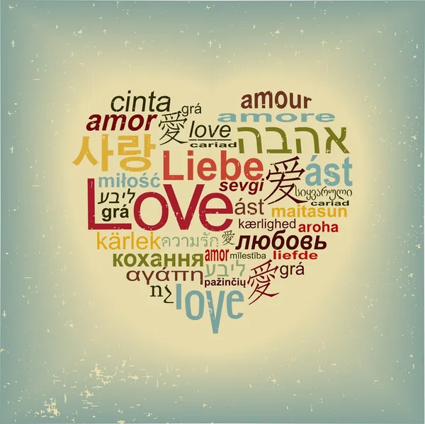 Langues du monde du mot amour — Image vectorielle