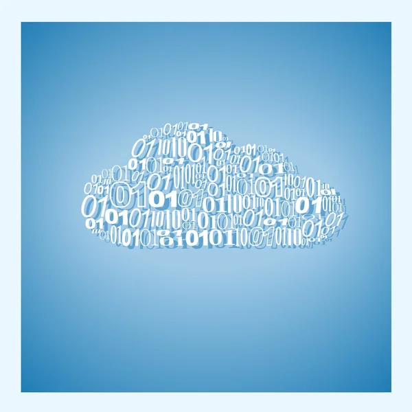 Cloud computing fait avec le concept de code binaire — Image vectorielle
