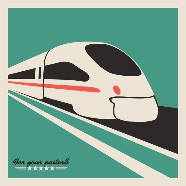 Trein, trein embleem. platte vector ontwerp — Stockvector