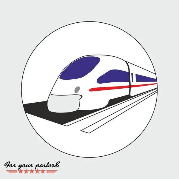 Train, railway emblem. Flat vector design — Stock Vector