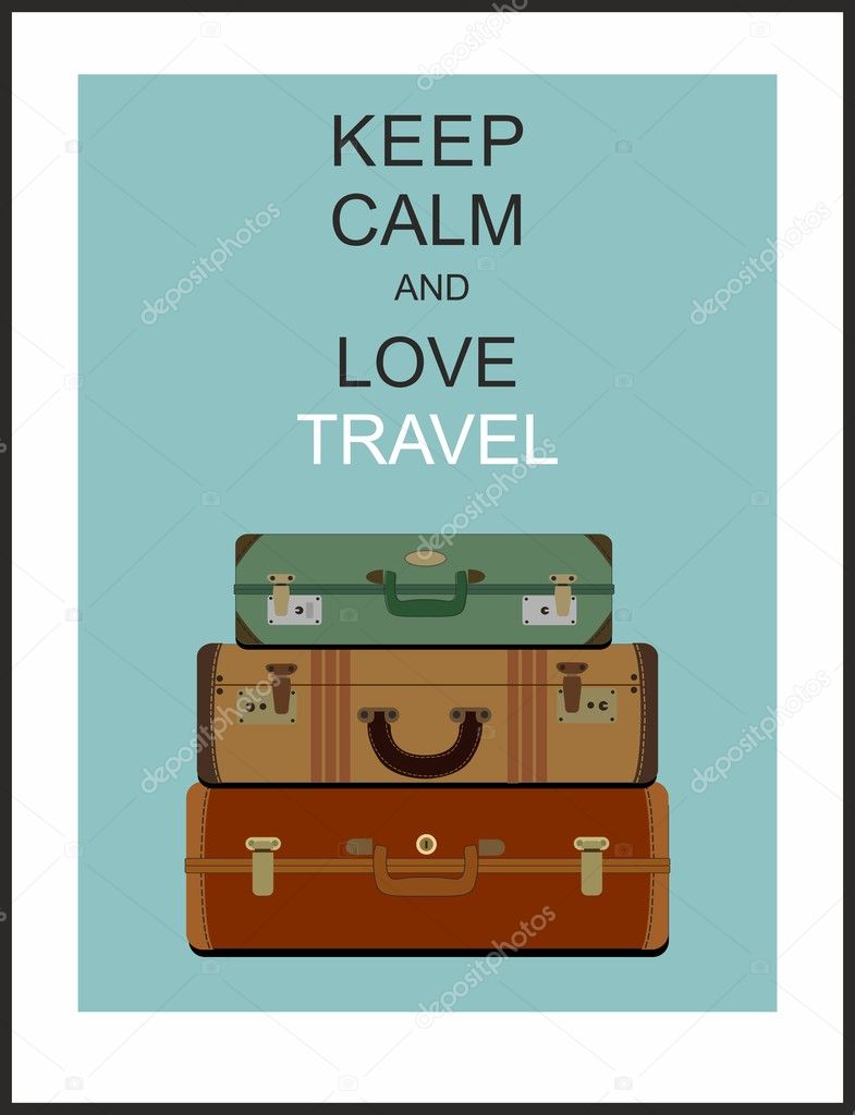 Vintage travel luggage background and slogan 