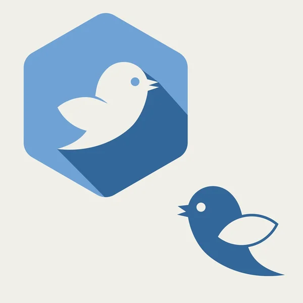 Oiseau hexagonal twitter réseau social ou icône internet — Image vectorielle