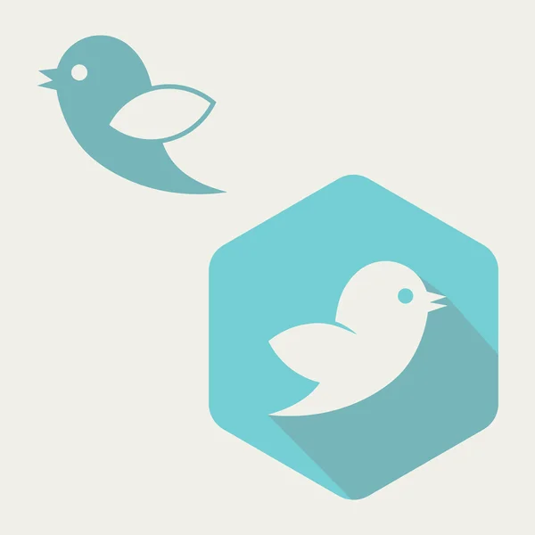 Altıgen kuş heyecan sosyal medya web veya Internet simgesi — Stok Vektör