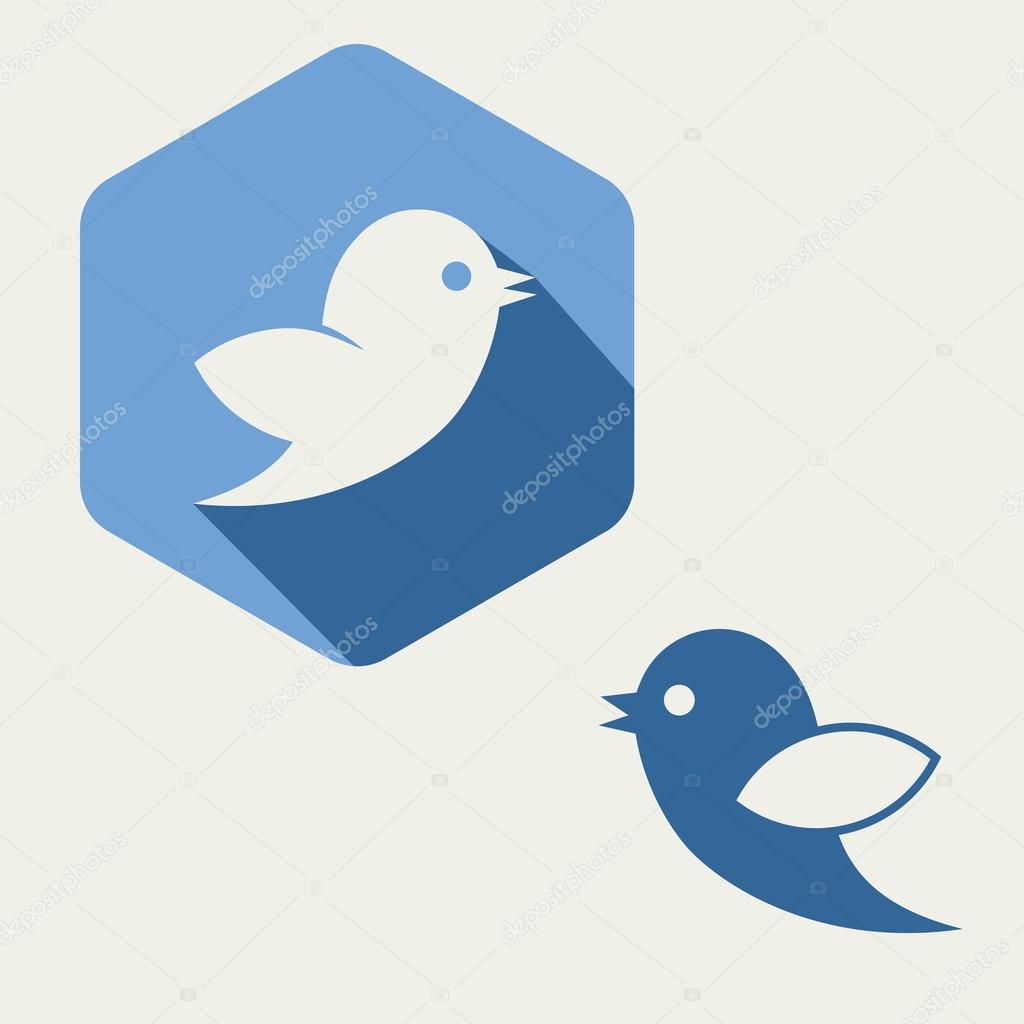 Hexagonal bird twitter social media web or internet icon