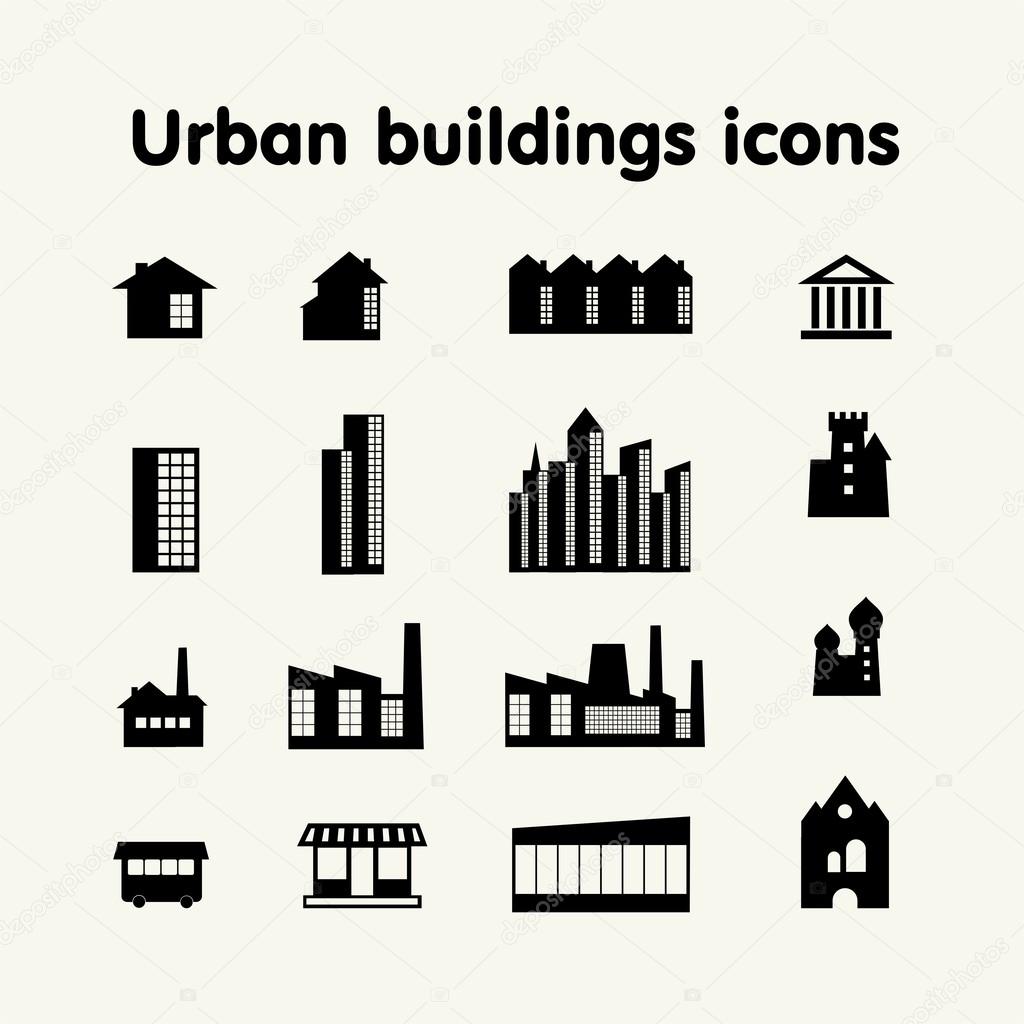 Urban buildings icons