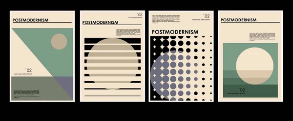 Произведения искусства, плакаты, вдохновленные постмодернистскими векторными абстрактными динамическими символами с жирными геометрическими формами, полезными для веб-фона, дизайн плакатов, первая страница журнала, высокотехнологичная печать, обложка. — стоковый вектор