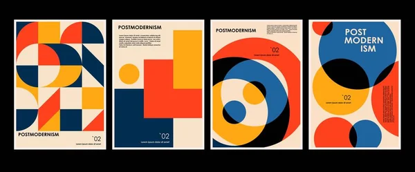 Konstverk Affischer Inspirerade Postmoderna Vektor Abstrakta Dynamiska Symboler Med Djärva Stockvektor