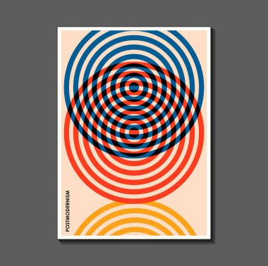 Moda, post modern Bauhaus 'tan esinlenilmiş retro poster. İç tasarım, arkaplan, poster tasarımı, derginin ilk sayfası, yüksek teknoloji baskı, kapak için kullanışlı