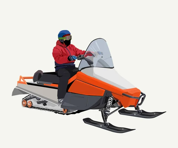 Snowmobile Isolado Fundo Branco Ilustração Vetorial — Vetor de Stock