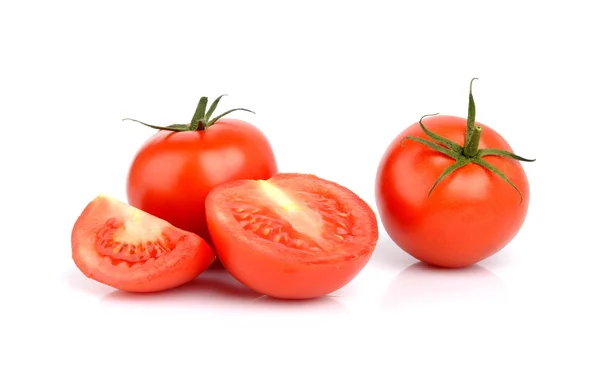 Few sliced red tomatoes isolated on white — Stock Photo, Image