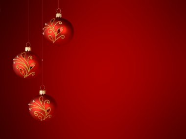 Kırmızı arkaplanda noel süslemesi