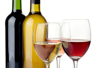 Wine on white background