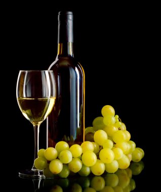 White wine and grapes clipart
