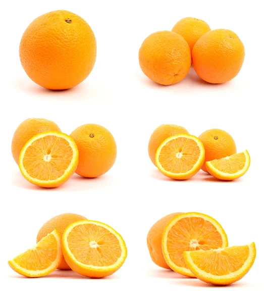 Σύνολο των πορτοκαλιών που απομονώνονται σε λευκό — Φωτογραφία Αρχείου