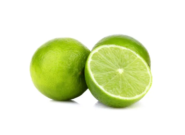 Tre fette di lime isolate su fondo bianco — Foto Stock