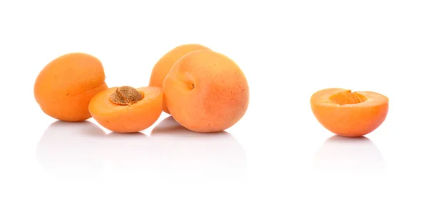 Three sliced apricots isolated on white — Stock Photo, Image