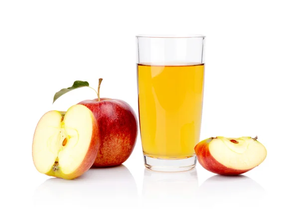 Close-up shot sliced red apple with juice — Stock Photo, Image