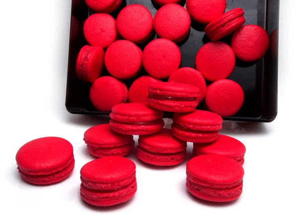 Strawberry macaron in white background — Stock Photo, Image