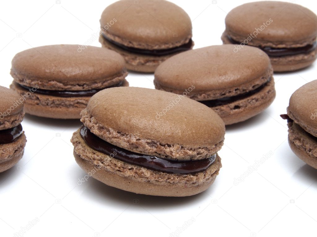 Chocolate macarons isolated