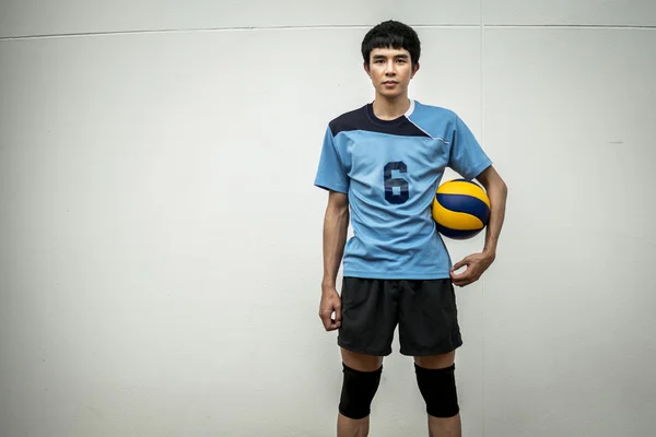 Atlet Bola Voli Asia Dengan Bola — Stok Foto