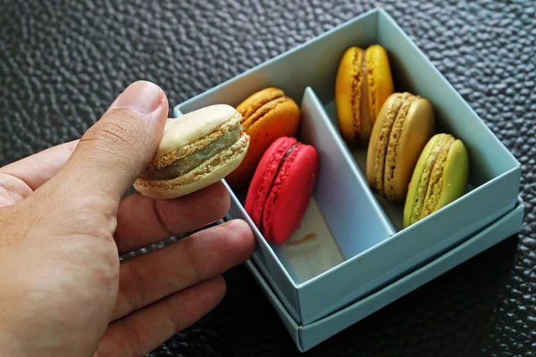 Colorful Macarons In The Paper Box — Stock Photo, Image