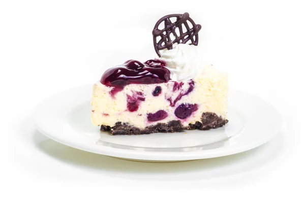 Blueberry cheese mousse op witte achtergrond — Stockfoto