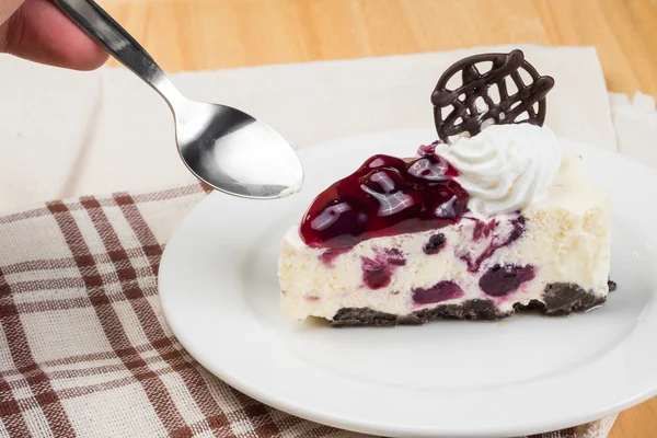蓝莓芯片奶酪慕斯蛋糕 — 图库照片