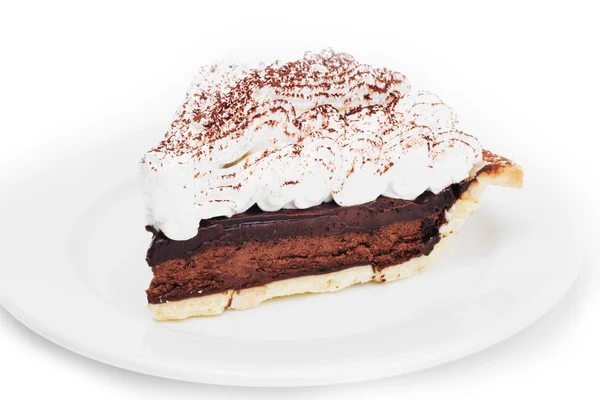 Crostata al cioccolato sul piatto su sfondo bianco — Foto Stock