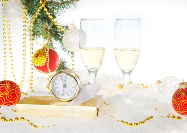 Bicchiere di champagne. Collezione Natale . Immagine Stock