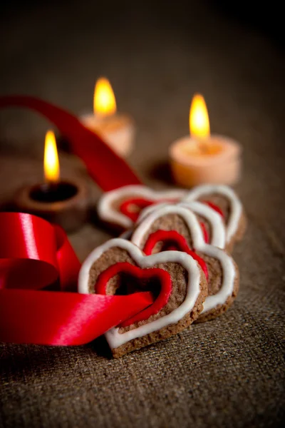 Cutie pentru bijuterii. Cookie-uri Valentine în formă de inimă . — Fotografie, imagine de stoc