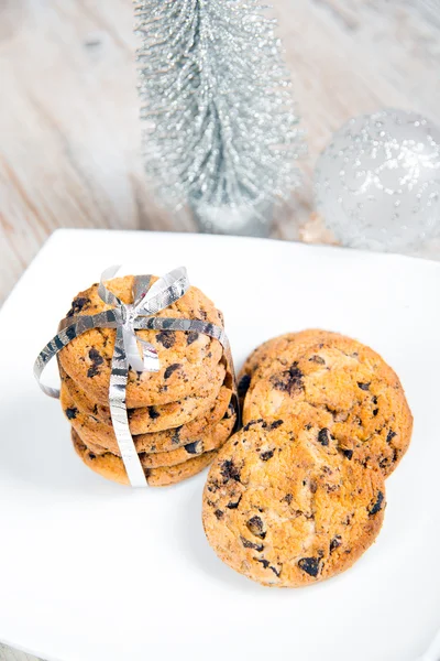 Cookies e árvore de Natal — Fotografia de Stock