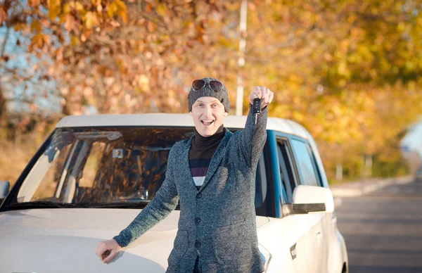 Man driving a new car — Stock Photo, Image