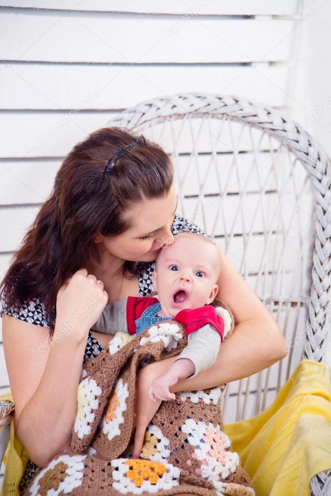 picture of happy mother with adorable baby