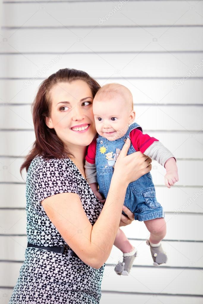 picture of happy mother with adorable baby