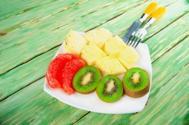 taze tropikal meyve ananas, greyfurt, kivi