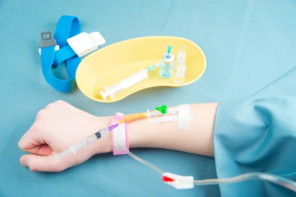Intravenous injection, drip of medicinal product — Stock Photo, Image