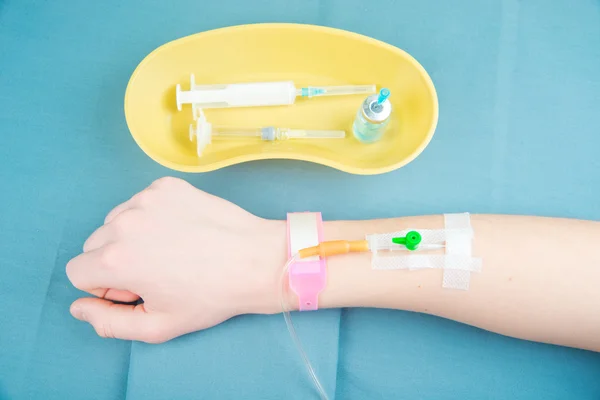 Intravenous injection, drip of medicinal product — Stock Photo, Image